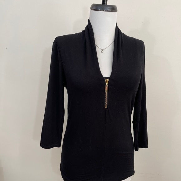 Grace Elements sz sm knit top zipper accent black - Picture 1 of 9